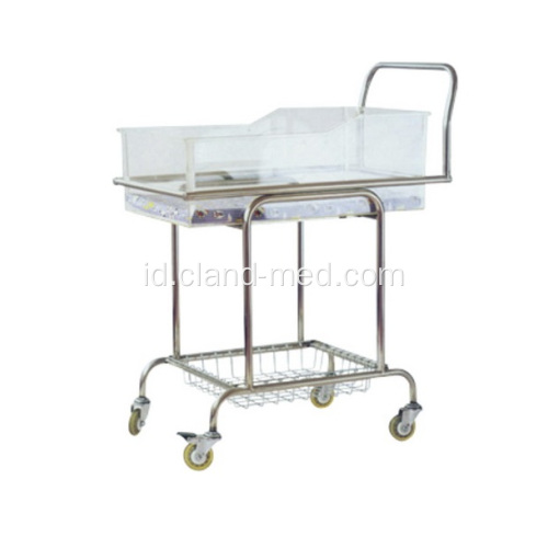 Stainless Steel Baru Lahir Bayi Cot Bed Cart Dengan Buaian